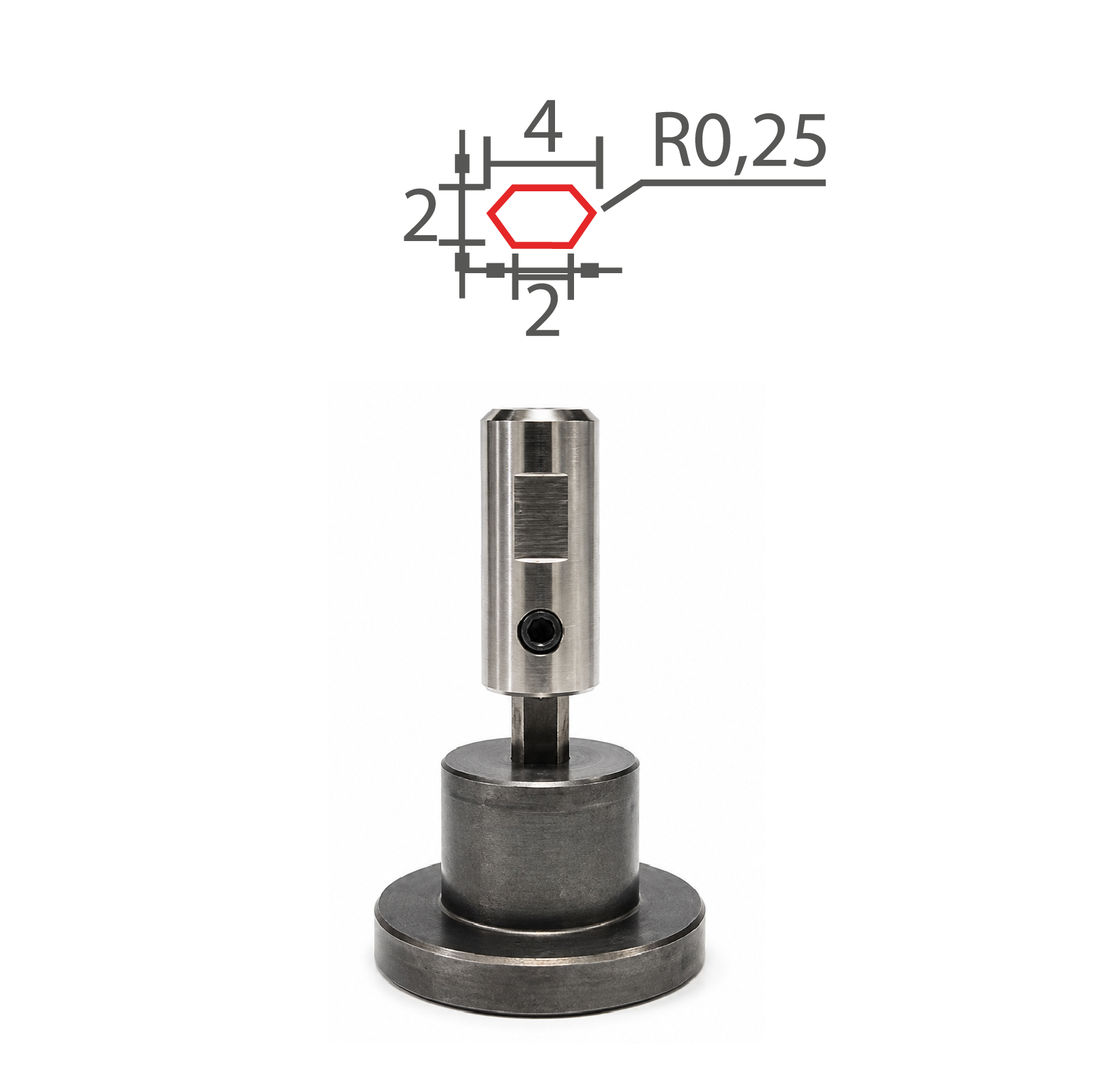 Molde Perforación Tipo Muesca (Hembra y Macho) (V2x4mm)